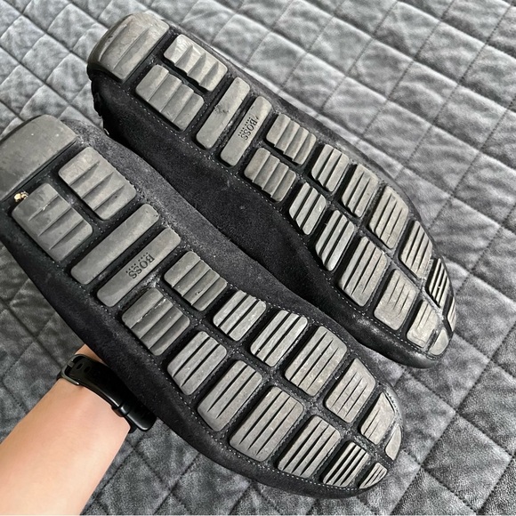 HUGO BOSS Penny Loafers Men 7 Shoes Black Suede - Picture 5 of 15